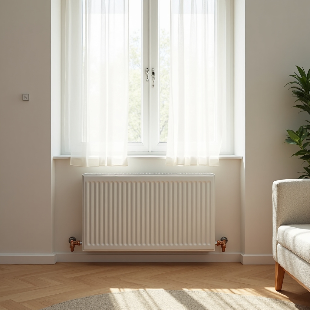 Установленный биметаллический радиатор в жилой квартире Астаны